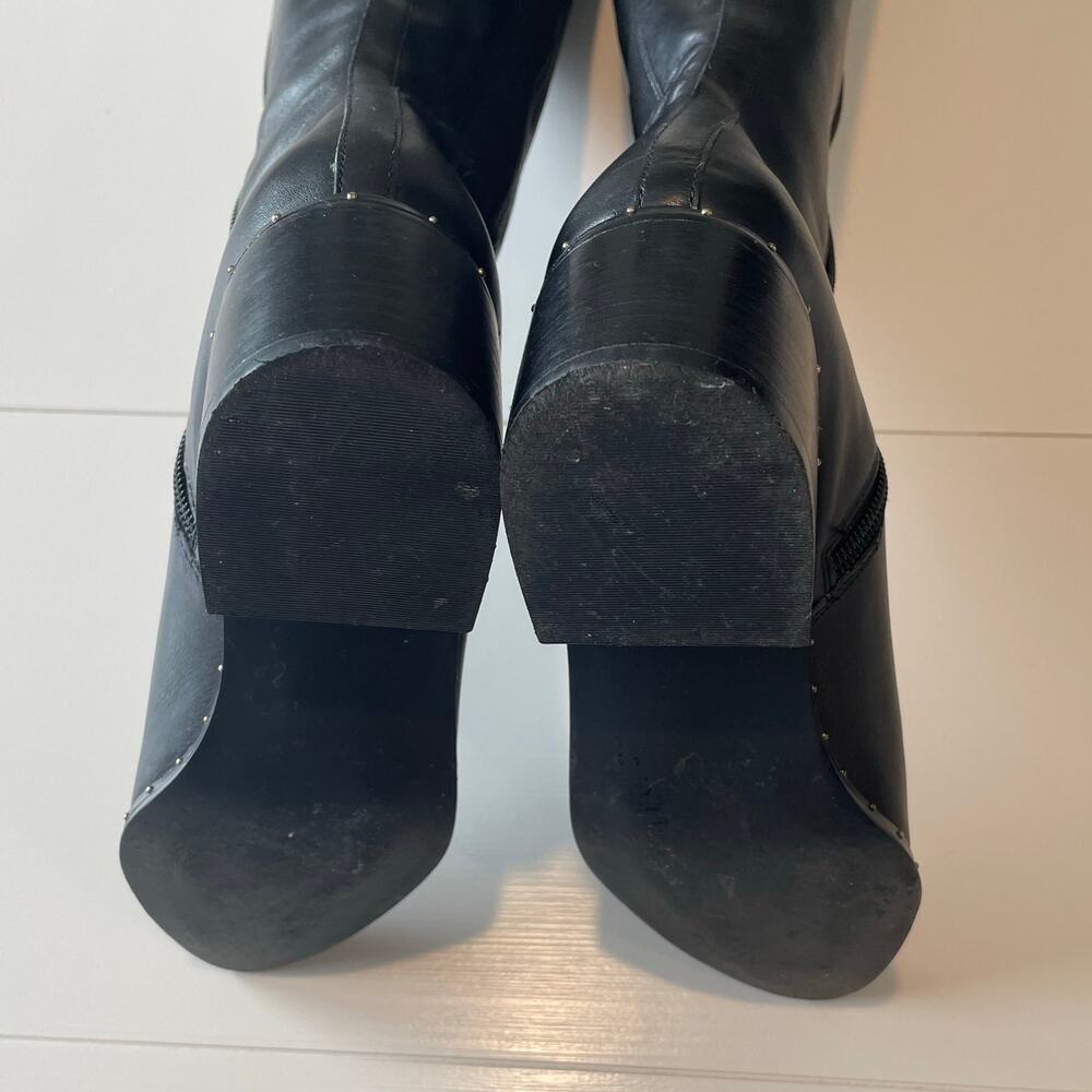 Bleecker & Bond Gabbi Tall Riding Boots Sz 7M Black Gold Studs Equestrian Rodeo - Picture 10 of 12